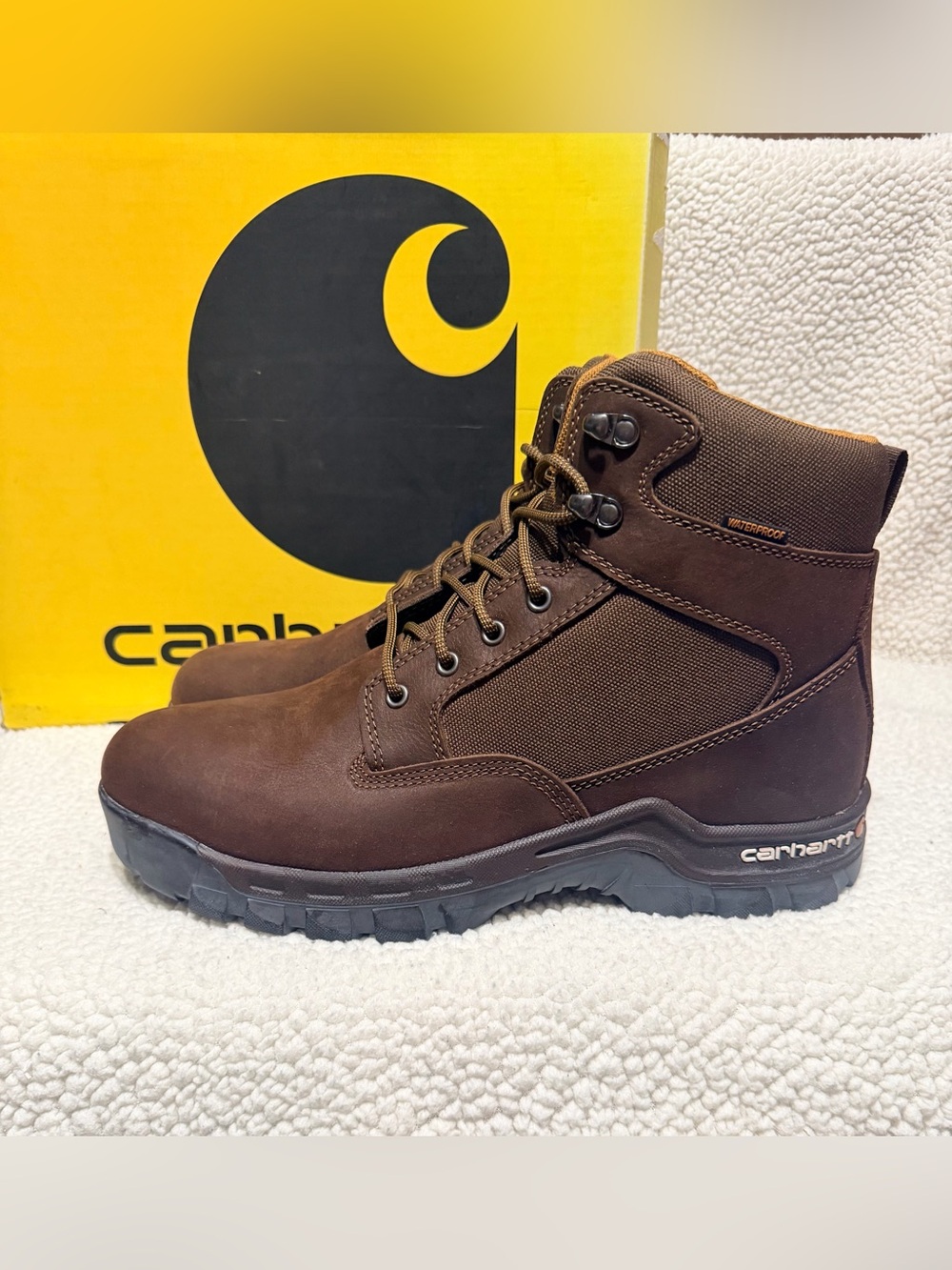 Carhartt Dark Brown Waterproof Lace-Up Work Boots